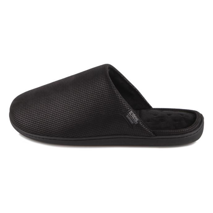 Isotoner® Mens Square Patterned Smart Mule Slipper Black Extra Image 3
